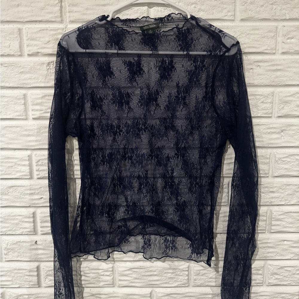 Wild Fable Sheer Navy Lace Blouse